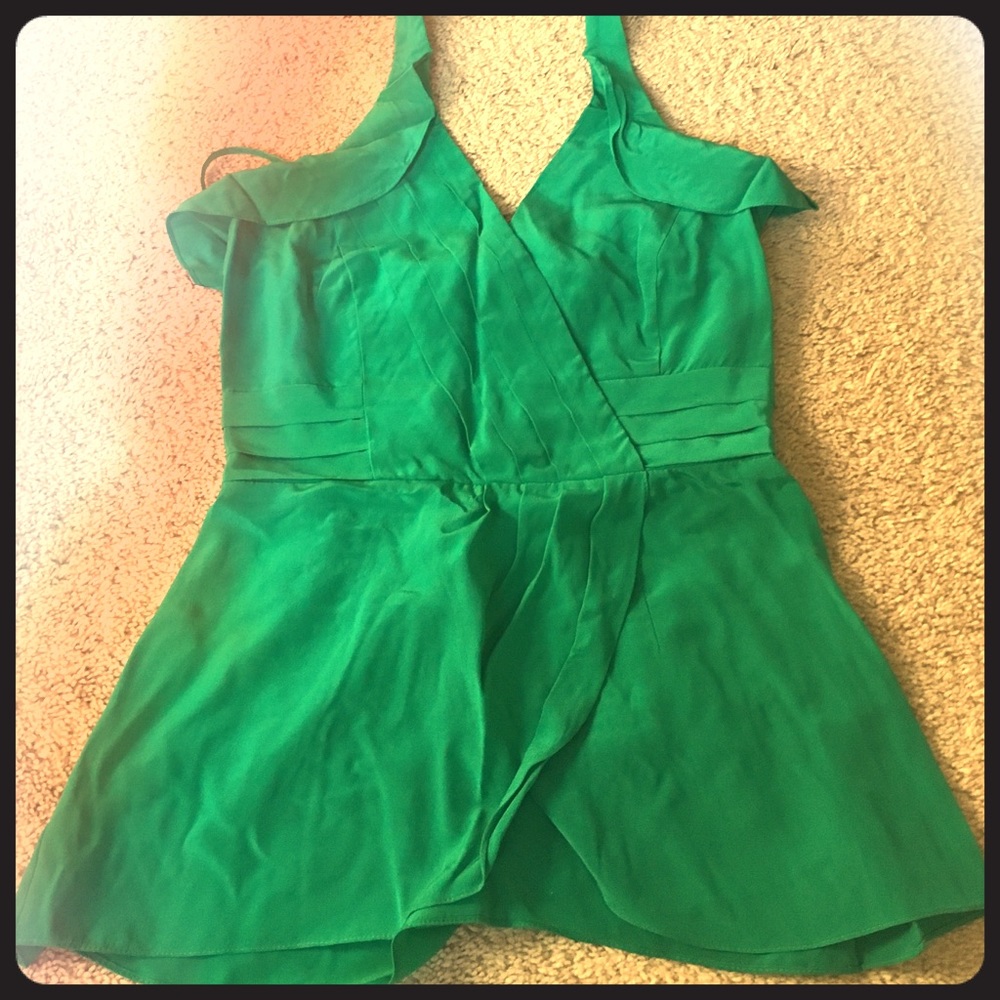 SOLD Bcbg silk green halter top